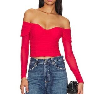 Elegant Red Off-Shoulder Women's Top